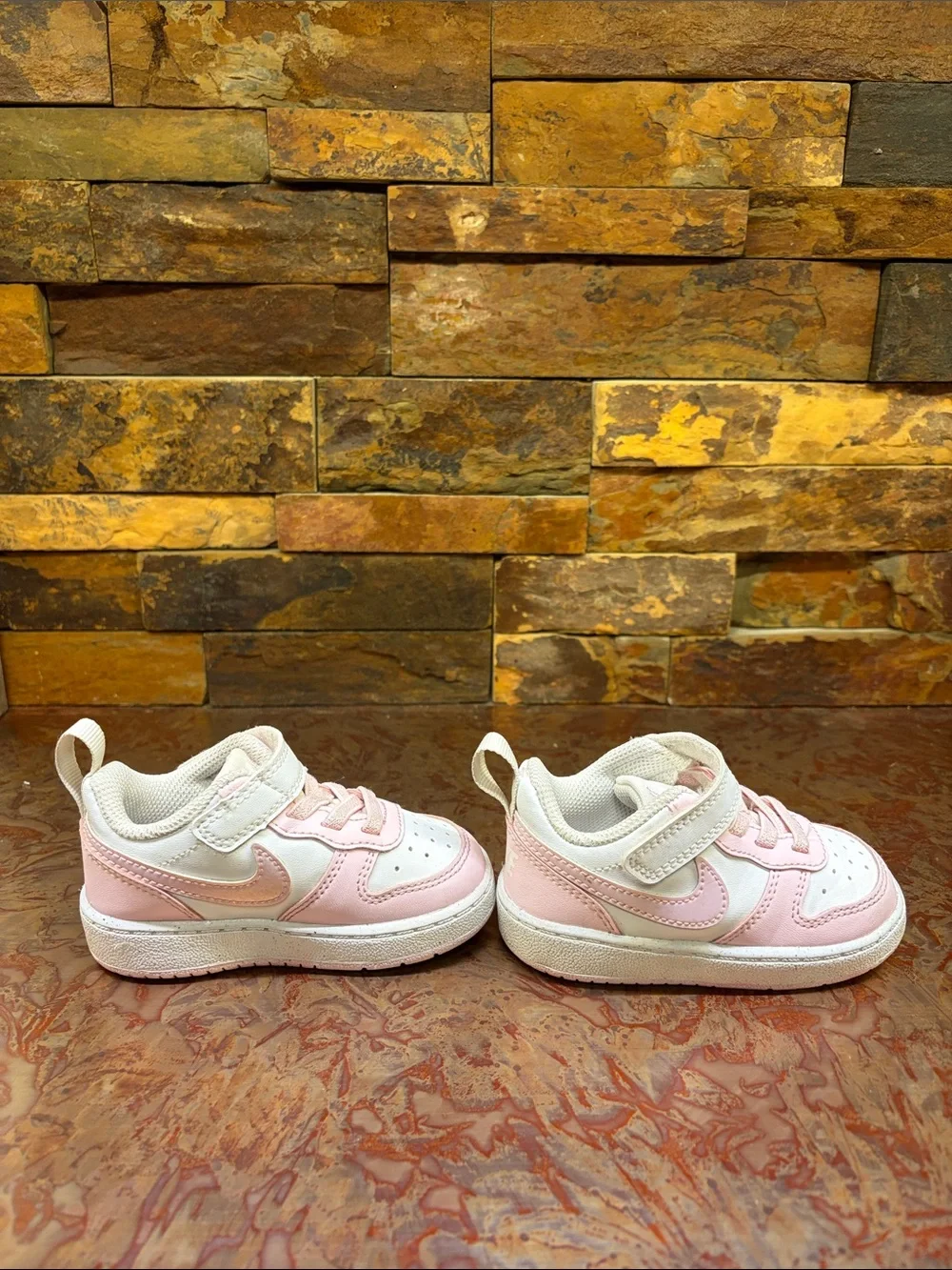Nike Girls' Pink & White Velcro, Sneakers, Twin Girls